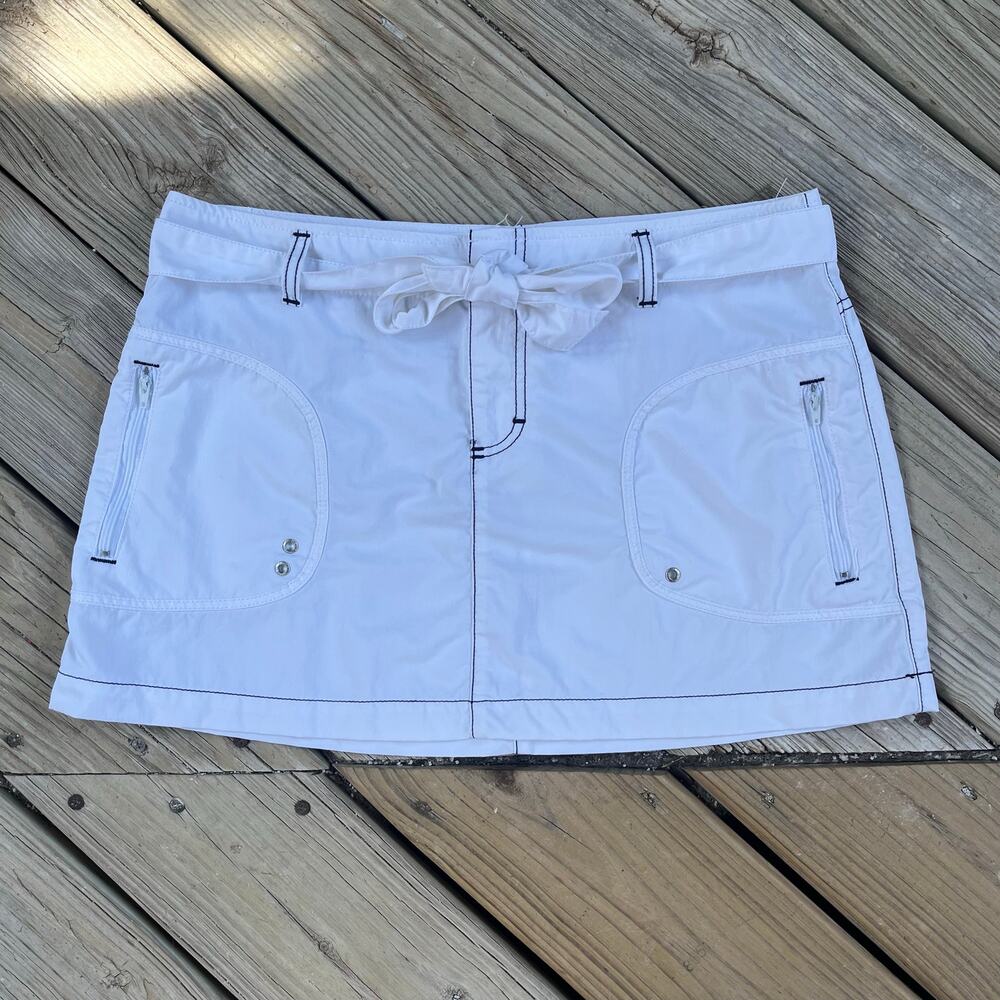 Nautica Women's Vintage Y2K White Nylon Micro Skirt Preppy Athletic Size M